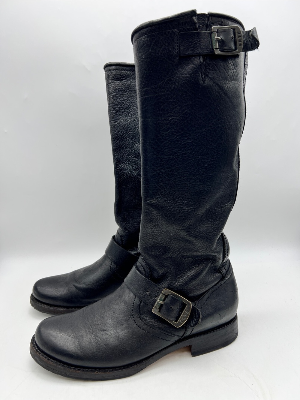 Frye Veronica Slouch 77605 Women’s 7.5 Black Leather Moto Engineer Boots